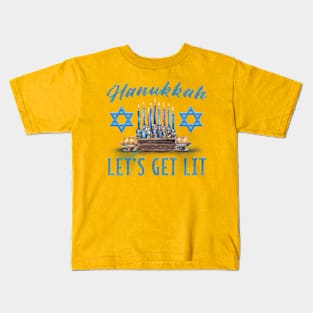 Hanukkah - Let's Get Lit Kids T-Shirt